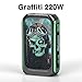 Produktbild Graffiti 220W E Zigarette/E Shisha Akku, Box Mod E-Shisha/E-Zigarette Akkuträger, Ausgangswattleistung 7-220W, unterstützt 0,05-3,0 Ohm, ohne Verdampfer, ohne 18650 Batterie, ohne Nikotin, schwarz