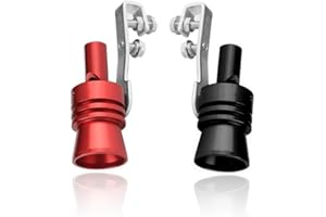 CICIXIXI 2 Stück Turbo Auspuff Sound Booster, Aluminiumlegierung Auspuff Sound, Turbo Sound Pfeifen Auspuff Endrohr Blow-off VentilSoundgenerator Auto(Schwarz + Rot)