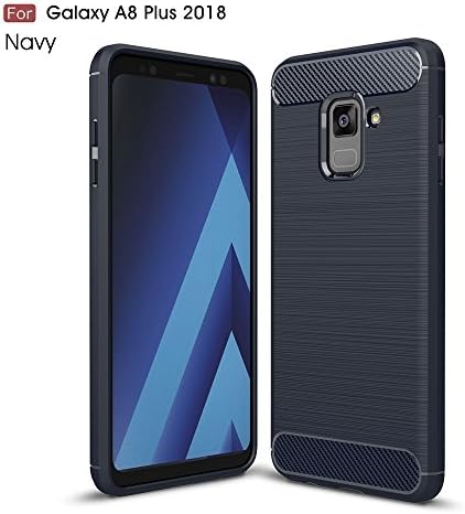LTWS Samsung Galaxy A8 Plus 2018 Case, Carbon Fibre Design Shock-Absorption Anti-Scratch Soft Gel TPU Silicone Case Cover for Samsung Galaxy A8 plus 2018 -Blue