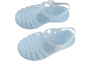 HAOLEI Toddler Girls Jelly Sandals Summer Outdoor Closed Toe Soft Rubber Sole Beach Water Shoes Mary Jane Dress Princess Flat T-Strap Slingback Little Kids Glitter Flats for 1-4 Years