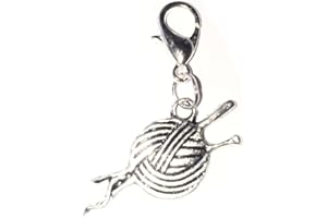 Juicy Jewellery Quirky Antique Silver Knitting Needle & Wool Clip On Bracelet Charm
