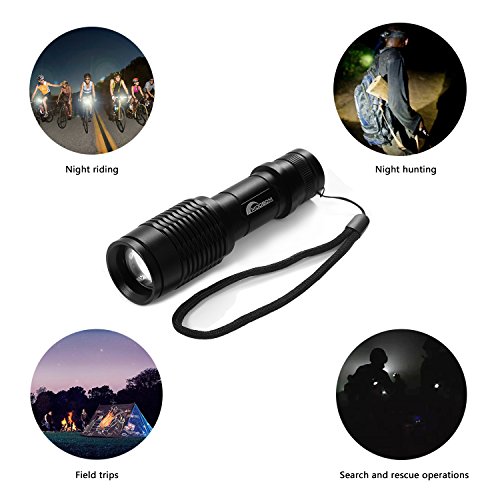Moobom Super helle CREE XML T6 LED bewegliche Zoom taktische Taschenlampe Fokus Einstellbare 900 Lumen wasserdichte Fackel 5 Modi für Indoor und Outdoor-Sportarten - 6