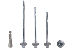 MARCOPOL Lot de 20 vis auto-perceuses à tête hexagonale en acier zingué, 5,5 x 350 mm, avec rondelles EPDM pour fixer des panneaux sandwich (20, 5,5 x 350 mm)