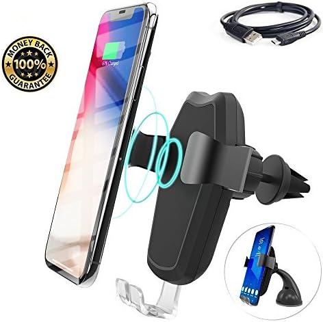 Car Cell Phone Holder, MeanLove Gravity Auto-clamping Air Vent Car Mount Holder with Wireless Charging Function for iPhone X / 8 / 8 Plus , Samsung Galaxy S7/ S7 Edge/ S8/ S (Wireless Charging Holder)