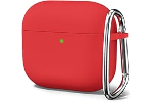 Oakxco für Airpods 3 Hülle Karabiner, Wasserdicht und Stoßfest Silikon Protective Case, Apple Airpods 3rd Generation Case Dünn Weiches, Elegant Kawaii Einfarbig Design für Damen Männer, Rot