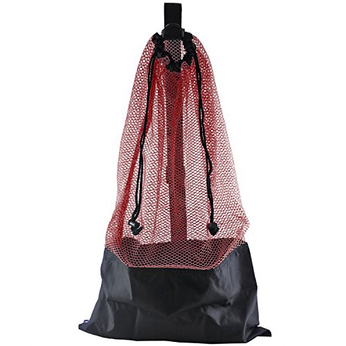 ScubaMaxMesh Bag Draw String w/Shoulder Strap (Red, One Size)