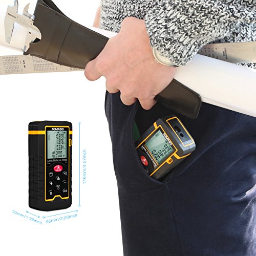 Professional Portabler Laser-Entfernungsmesser, Aomaso Digital-Maßband-60m Laserabstand (Messbereich 0,05 ~ 60m / ± 2,0mm mit LCD-Hintergrundbeleuchtung, Staub- und Spritzwassergeschützt IP54) inkl. Volumen / Fläche / Pythagoras / Kontinuierliche Messungen - 4