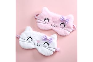 Yulakes 2 mascherine per dormire per bambini, con fascia elastica regolabile, per bambini, ragazze, ragazzi, donne, 2 pezzi