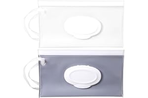 BREMOROU 2 Pcs Travel Wipe Holder Thin Baby Wipes Dispenser Portable Refillable Wipe Container Reusable Travel Waterproof and Dustproof for Homen Hiking Use Women Gifts White Gray 9.45 × 5.31 Inch