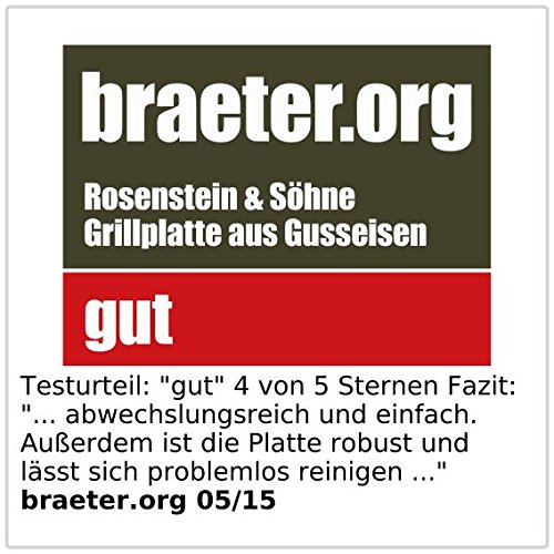 Rosenstein & Söhne Gusseisen Wende-Grillplatte für Ofen, Herd & BBQ Grill, 38×23 cm - 4
