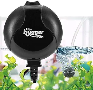 Hygger Quiet Mini Air Pump for Aquarium 1.5 Watt Oxygen Fish Air Pump for 1-15 Gallon Fish Tank with Accessories Black