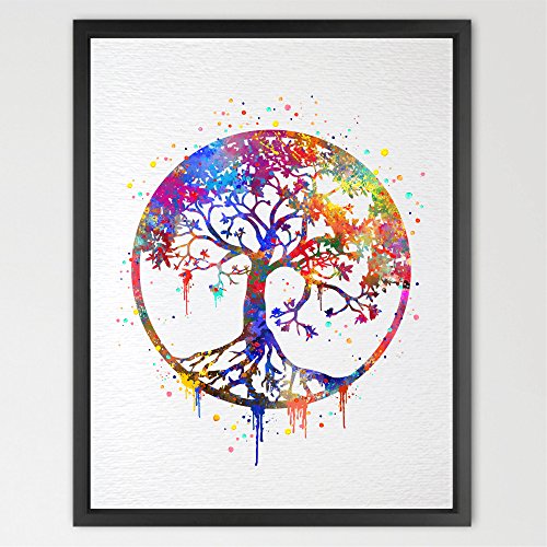 Dignovel Studios A4 Tree of Life watercolour Art Print Wall Art Poster Wedding Gift Nursery Nature Love Family Giclee Housewares Buddha Home Décor N346-Unframed