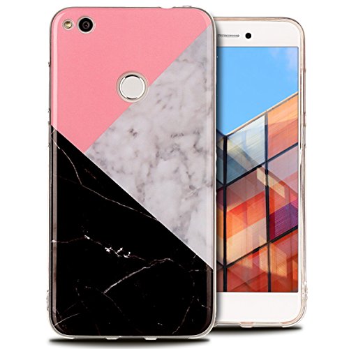 Funda Huawei P8 Lite 2017  E-Lush M  rmol Suave Silicona TPU Carcasa Ultra Delgado Flexible Gel Parachoques Goma Mate Opaco Case Cover Colorido Dise  o Bumper Amortigua Golpes Protectiva Caso para Huawei P8 Lite 2017  5 2 Pulgadas  Smartphone Anti-Rasgu  o y Resistente Tapa - Rosa con Negro con Gris
