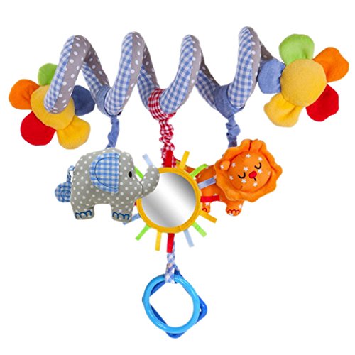 Happy Cherry Baby Süß Hängenden Spirale mit Musik Sound, Activity Spiral Plüschtiere Spielzeug, Beschwichtigen Schlaf Spielzeug für Baby Süßsbett/ Kinderwagen - Elefant Blau