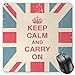 Produktbild Keep Calm Mouse Pad, Keep Calm and Carry On Text Against The British Flag with Aged Look Gaming Mousepad Office Mouse Mat Peach Dark Coral Blue