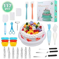 esonmus Douilles Pâtisserie, 117pcs / Set Kit de décoration de gâteau/jetable Sac à Fleurs Clou Décoration de gâteau Stylo à gâteaux Spatule de Cuisson Cuisson Outils de glaçage pour gâteaux