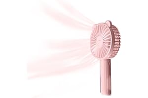 KLKIT Handventilator zum Kühlen Mini Pocketable USB-Ventilator mit Ständer 3 Speed Strong wind，Applicable for outdoor，school，work，camping fast cool down-Rosa