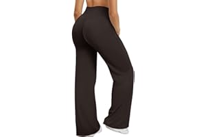 XDSP Pantalons Yoga Femme Taille Haute Pantalon Sport Stretch Élégant Large Pantalon Décontractés Contrôle Ventre Legging Droit Gym Jambe Large Pantalon Confortable de Pilates Jogging Danse Fitness