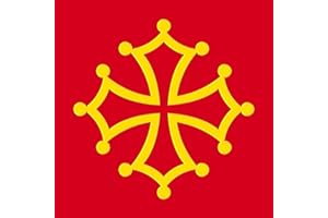 JVM - Autocollant sticker tuning pour voiture, boite à lettre, pc ordinateur portable laptop : (Lot de 1 - Croix Occitane 12x12 cm, Jaune sur fond rouge)