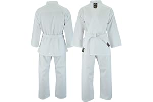 Malino Karate Gi - Traje de karate para niños y adultos, uniforme de arte marcial de 6 onzas, ligero, blanco, traje de karate con cinturón gratis