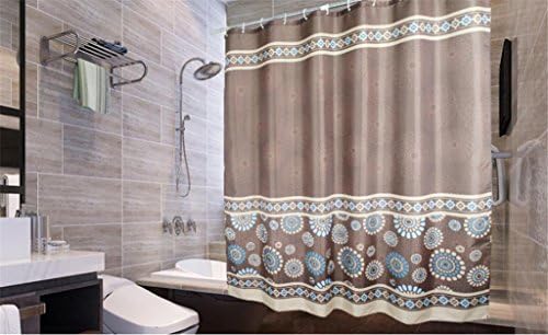 GYMNLJY Polyester Coffee color Waterproof mildew Shower curtain Bath Shower Shade for Bath cut off Hanging curtain Send the hook , 180*180