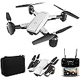 Pihot Mini Drone With 4K Dual Camera RC Drone Multifunctional P10 Follow Me, Gesture Control, Gesture Photo, Gesture Recording, Altitude Hold, One Key Lift, Route Planning & Auto Home White