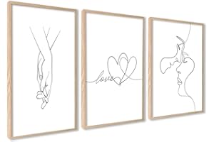 ag.art deco Quadri Moderni Soggiorno 40x50 cm | Poster da Parete | Quadri Camera da Letto o il Soggiorno | Set di 3 Stampe da Parete senza Cornice (Set Linea d'Amore)