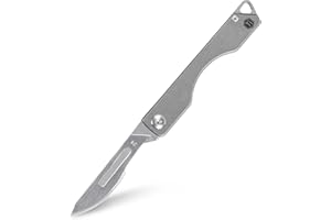 KeyUnity KK01 Coltello pieghevole in titanio, coltellino tascabile EDC con lama sostituibile n. 24, per caccia all'aperto, campeggio, pesca, escursionismo per uomini e donne (D'argento)