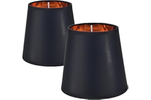 BANGMINDA 2 x Lampshade Table Lamp E14 Round Lampshades for Table Lamp Set Bedside Lampshade Wall Light Crystal Chandelier Lampshades 15 x 14 x 11 cm Black