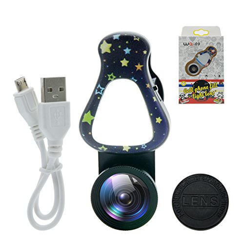 Obiettivi Smartphone con 8 Luci Flash, 0.63X Lenti Grandangolo, 15X Obiettivo Macro, Hovinso Obiettivo Cell Phone per iPhone 7, 6s, 6s Plus, 6, 5s, Samsung, HTC e PiÃ¹ Smartphone(Nero)