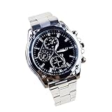 Herren Armbanduhr Edelstahl Chronograph - Herren Uhren Edelstahl Silber - Herren Uhr Edelstahl Analog Luxus Business Quartz Uhren Armbanduhr (Silver)