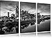 Produktbild Nashville Skyline Panorama Kunst B&W 3-Teiler Leinwandbild 120x80 Bild auf Leinwand, XXL riesige Bilder fertig gerahmt mit Keilrahmen, Kunstdruck auf Wandbild mit Rahmen, gänstiger als Gemälde oder Ölbild, kein Poster oder Plakat