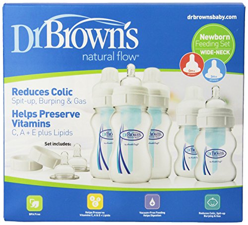 Dr. Brown's BPA Free Polypropylene Natural Flow Wide Neck Bottle Newborn Feeding Set