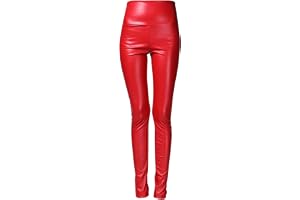 Petite läderlook leggings för kvinnor hög midja stretchiga fuskläderbyxor för kvinnor vinterleggings fuskläder PU-byxor enkla