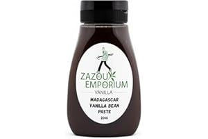ZAZOU EMPORIUM VANILLA Madagascar Vanilla Paste, 200g With Seeds - Perfect for Ice Cream - For Chefs and Home Cooking, Baking and Dessert Making. Squeeze Bottle for easy application. (200g)