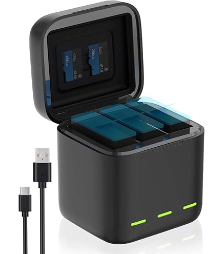 Palogreen 3Pcs 2400mAh Hero 13 Baterías Con Cargador Para Go Pro Hero 13 Black - Cargador De