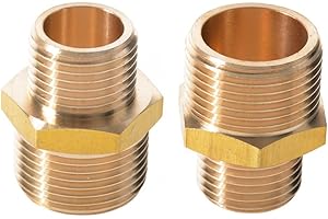 HERKINDNESS 2 Pièces Raccord Plomberie, Double Mamelon Réduction Laiton, Mamelon Double Laiton 3/4" Mâle - 1/2"Mâle, pour Usage Industriel ou Domestique