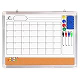 SET PREMIUM: contiene 1 calendario de pizarra blanca / tablero de corcho + 1 borrador en seco magnético + 4 rotuladores de colores magnéticos + 10 chinchetas de colores.