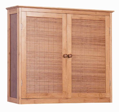 Badmöbel Hängeschrank Badezimmer Badschrank Bambus mit 2 Türen – smash