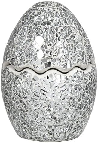Sparkling Silver Mosiac 13cm Egg Decoration
