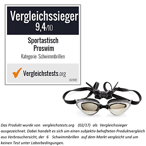VERGLEICHSSIEGR: Innovative Premium Schwimmbrille „ProSwim“ von Sportastisch :: 3 austauschbare Nasenbrücken :: 100% perfekte Passform :: UV Schutz und Anti-Fog-Beschichtung :: INKLUSIVE Nasenklammer & Ohrstöpsel :: geprüfte Markenqualität, ideal Einsteiger oder Profis :: Exklusives Design für Damen, Herren und Kinder ab 10 Jahren :: 100% wasserdicht :: innovativer Schnellverschluss mit 4-fach einstellbaren Bändern :: inklusive 3 Jahren Sportastisch Produktgarantie - 2