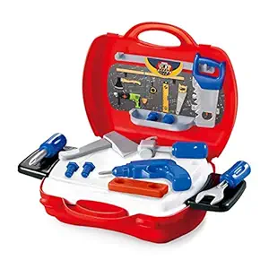 RADHEKRISHNA ENTERPRISE Tool Set Toys for Kids, Pretend PlaySet, Role Play Engineer Workshop Tool Portable Tool Set Toy with Briefcase | Construction Tools Kit Toys for Kids Boys,Girls (Red Tool Set)