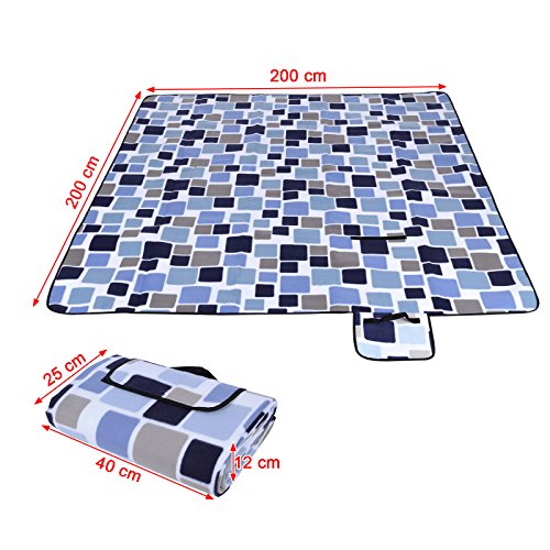 Songmics 200 x 200 cm XXL Picknickdecke Fleece wasserdicht GCM71L - 3