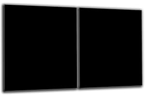 DECORWELT Herdabdeckplatte Abdeckung Ceranfeld Abdeckplatte Schneidebrett 2-Teilig 80x52 Schwarz Spritzschutz Glasplatte Ceranfeldabdeckung Schutz Herdschutz Sicherheitsglas Glasschneidebrett 2x40x52
