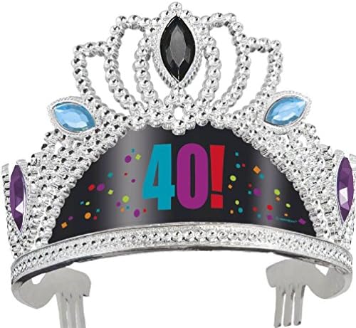3 Adult Cheery Balloons Black 40! 40Th Birthday Fancy Dress Tiara Party Hats