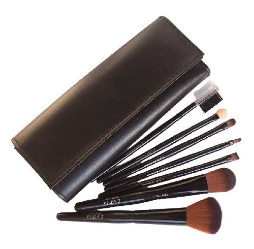 LyDia professional 7 pieces black face powder/foundation/concealer/eye shadow makeup brush set with black case