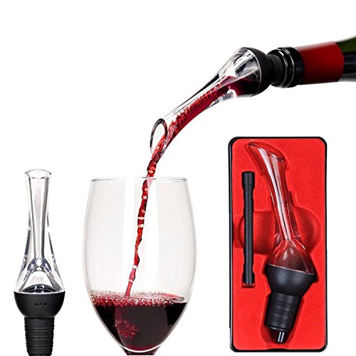 vfeng Wein Luftsprudler Ausgießer –-Premium Belüften Ausgießer und Wein Dekanter Auslauf mit Geschenk-Box