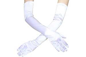 COSFAN Guantes largos de mujer,Guante de raso clásico de ópera,Guantes de novia elásticos,Guantes de estilo años 20 para mujeres fiesta festiva boda Halloween