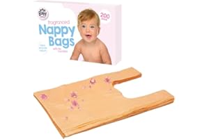 SRVERTEX 200 Stück parfümierte Windelbeutel, Einwegbeutel, frischer Babyduft, stark und auslaufsicher, geruchsblockierend, Sanitärprodukt, Fassungsvermögen: 700 ml