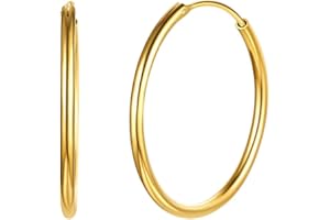 Silvora Creoles Or/Argent 925 Femme Boucles d'Oreilles Petite/Grande Creole Bijoux Cadeau Saint Valentin Fille Mariage Noël Anniversaire Ado Amour